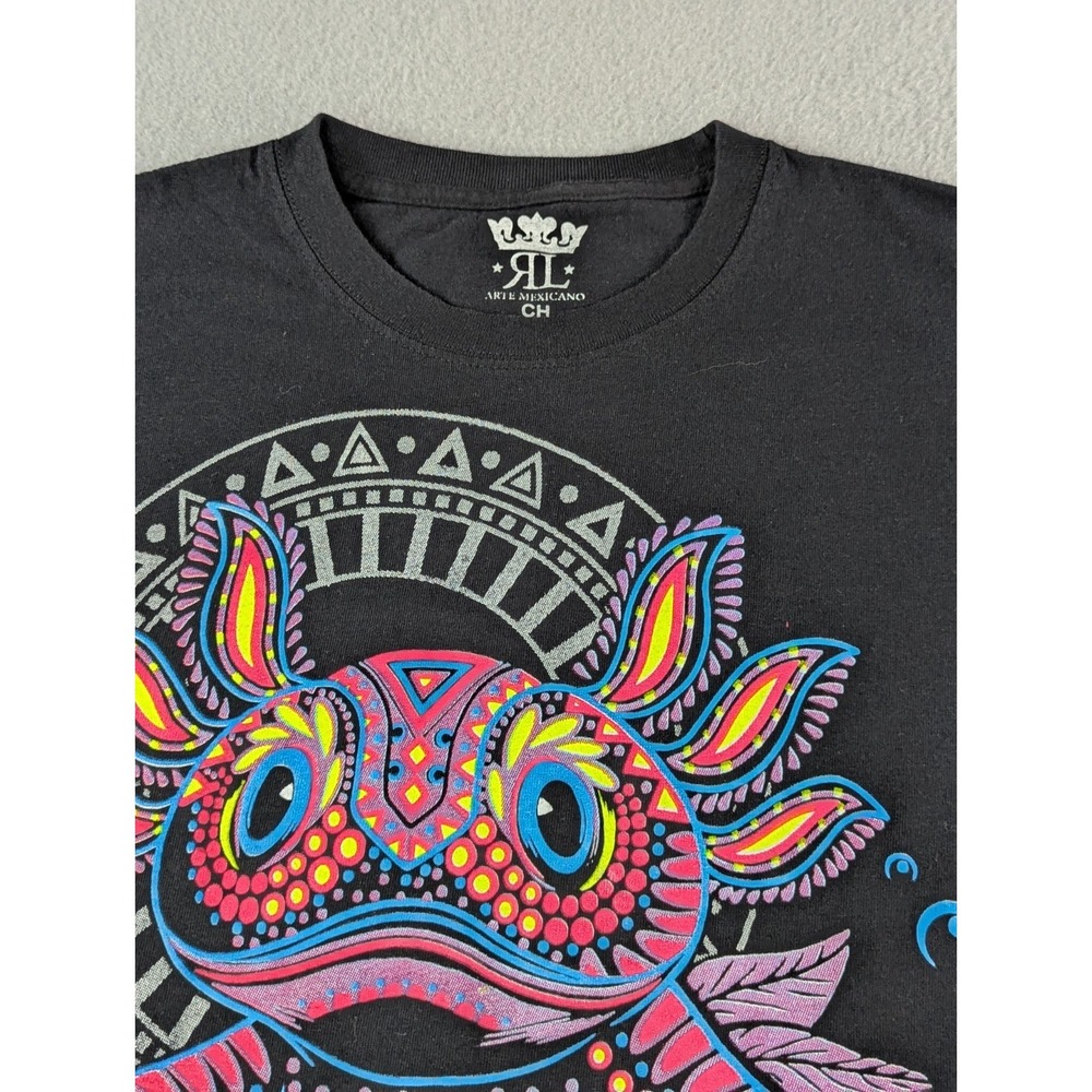 Arte Mexicano RL Unisex Puerto Vallarta Mexico Axolotl Graphic Shirt Small Black - Picture 4 of 9